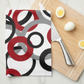 Rood, grijs en zwart theedoek (Quarter Fold)