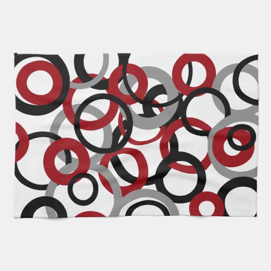 Rood, grijs en zwart theedoek (Horizontaal)