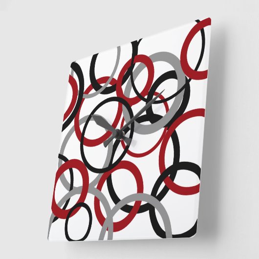 Rood, grijs en zwart vierkante klok (Hoek)