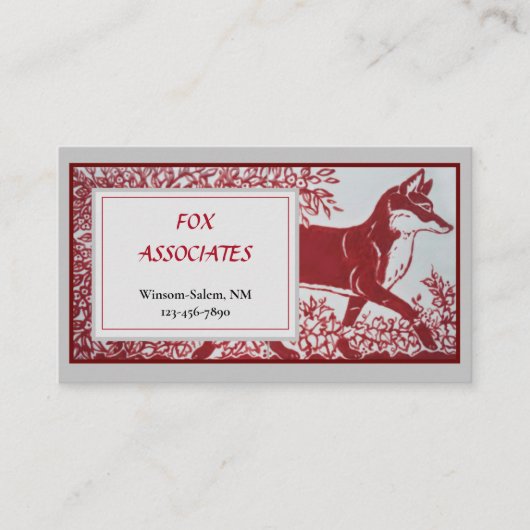 Rood grijs fox keramisch tapelvormig legant visitekaartje (Voorkant)