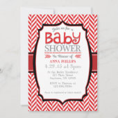 Rood Grijs Herringbone Baby Douche Uitnodigingen (Voorkant)