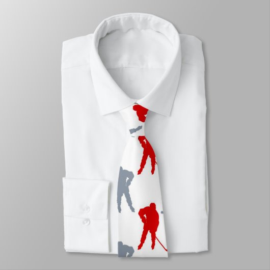 Rood Grijs Hockey Speler Thema Gepersonaliseerd Stropdas (Gebonden)