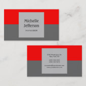 Rood Grijs Horizontaal Streeppatroon Visitekaartje (Voorkant / Achterkant)