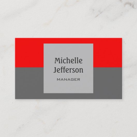 Rood Grijs Horizontaal Streeppatroon Visitekaartje (Voorkant)