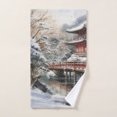 Rood Grijs Japanse Pagoda Soribashi Winter Bad Handdoek (Handdoek)