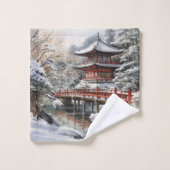 Rood Grijs Japanse Pagoda Soribashi Winter Bad Handdoek (Wasdoekje)