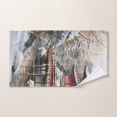 Rood Grijs Japanse Pagoda Soribashi Winter Bad Handdoek (Handdoek)
