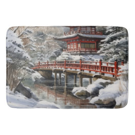 Rood Grijs Japanse Pagoda Soribashi Winter Badmat