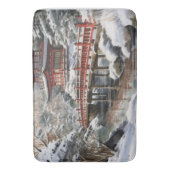 Rood Grijs Japanse Pagoda Soribashi Winter Badmat (Voorkant Verticaal)