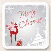 Rood, grijs kerstcadeauset (6) onderzetter (Voorkant)