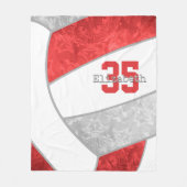 Rood Grijs Meisje Volleybal W Atleet Aangepaste Na Fleece Deken (Voorkant)