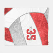 Rood Grijs Meisje Volleybal W Atleet Aangepaste Na Fleece Deken (Voorkant (Horizontaal))