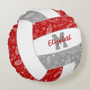 rood grijs meisjes boho veren patroon volleybal rond kussen