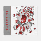 Rood Grijs Meisjes Sportgeschenken Basketballen St Fleece Deken (Voorkant (Horizontaal))