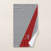 Rood grijs modern elegant chic vet monogram bad handdoek (Handdoek)