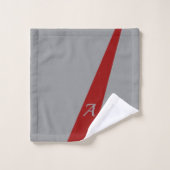 Rood grijs modern elegant chic vet monogram bad handdoek (Wasdoekje)