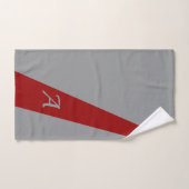 Rood grijs modern elegant chic vet monogram bad handdoek (Handdoek)