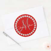 Rood Grijs Monogram Namen Bruiloft Favor Labels (Envelop)