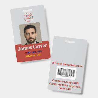 Rood-Grijs | Personeelsfoto ID Bedrijfsbeveiliging Badge