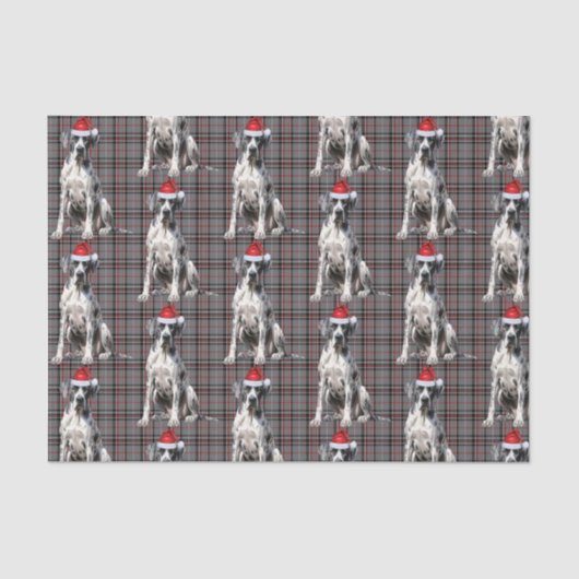 Rood Grijs Plaid Grote Deen Hond Kerstvakantie Tissuepapier (Voorkant)