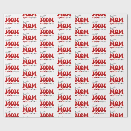 Rood Grijs Schattige Beste Moeder Ooit Cadeaupapier (Vlak)