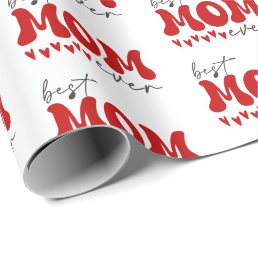 Rood Grijs Schattige Beste Moeder Ooit Cadeaupapier (Rol Hoek)