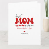 Rood Grijs Schattige Beste Moeder Ooit Kaart (Voorkant)