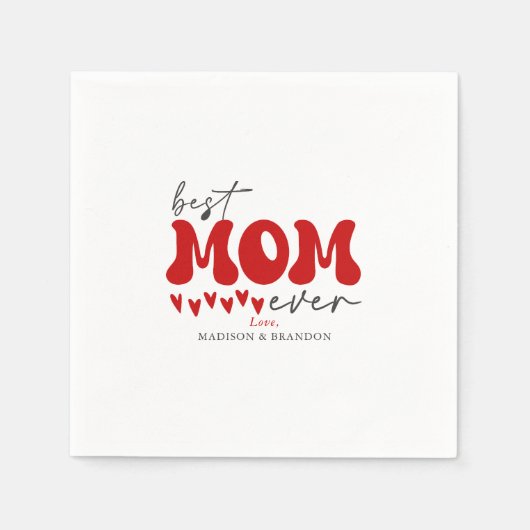 Rood Grijs Schattige Beste Moeder Ooit Servet (Voorkant)