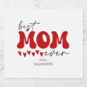 Rood Grijs Schattige Beste Moeder Ooit Sparkling Wijnetiket (Enkel label)