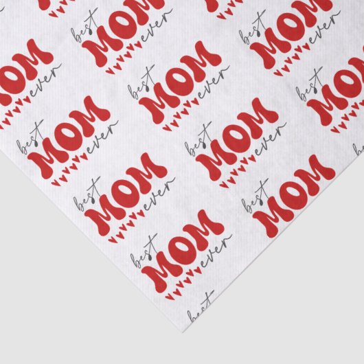 Rood Grijs Schattige Beste Moeder Ooit Tissuepapier (Detail)