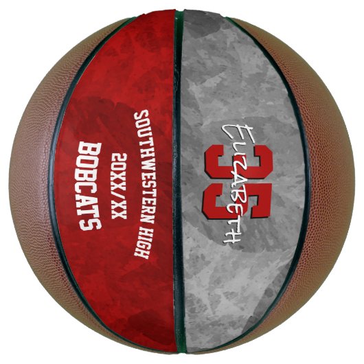 Rood grijs team club school kleuren cadeaus basketbal (Verticaal)