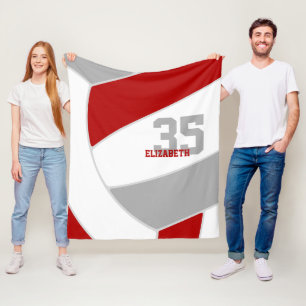 Rood Grijs Team Kleuren Ginoromous Volleybal Fleece Deken