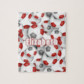 rood grijs team kleuren jongens voetbal legpuzzel (Verticaal)