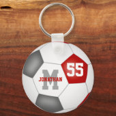 rood grijs team kleuren jongens voetbal sleutelhanger (Voorkant)