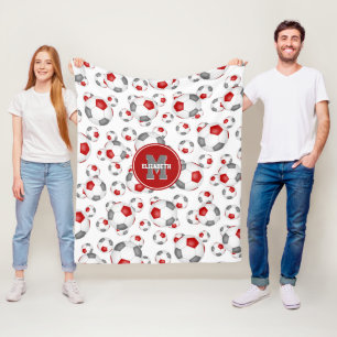 rood grijs team kleuren jongens voetbalpatroon fleece deken