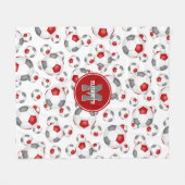 rood grijs team kleuren jongens voetbalpatroon fleece deken (Voorkant (Horizontaal))