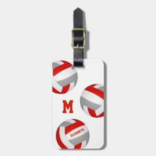 rood grijs team kleuren meisjes volleybal bagagelabel
