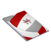 rood grijs team kleuren meisjes volleybal notitieboek (Rechterzijde)
