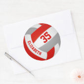 rood grijs team kleuren meisjes volleybal ronde sticker (Envelop)