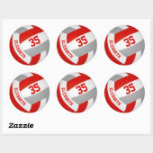 rood grijs team kleuren meisjes volleybal ronde sticker (Vel)