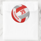 rood grijs team kleuren meisjes volleybal ronde sticker (Tas)