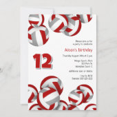 Rood Grijs Team Kleuren Volleyballen Kinderen Verj Kaart (Voorkant)