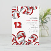 Rood Grijs Team Kleuren Volleyballen Kinderen Verj Kaart (Staand voorkant)