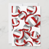 Rood Grijs Team Kleuren Volleyballen Kinderen Verj Kaart (Achterkant)