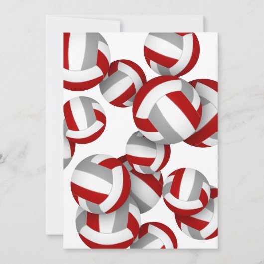 Rood Grijs Team Kleuren Volleyballen Kinderen Verj Kaart (Achterkant)