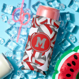 Rood grijs team kleuren volleyballen patroon seltzer blikjeskoeler