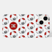 Rood grijs voetballen patroon monogram Case-Mate iPhone case (Achterkant (horizontaal))