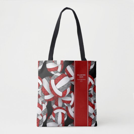 Rood Grijs Volleybal Seizoen Team Kleuren Geschenk Tote Bag (Voorkant)