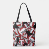 Rood Grijs Volleybal Seizoen Team Kleuren Geschenk Tote Bag (Achterkant)