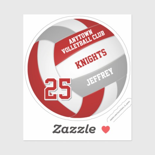 Rood grijs volleybal team kleuren kinder trui numm sticker (Vel)